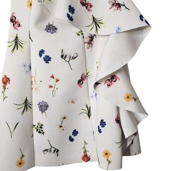 ASOS Floral One Shoulder Ruffle A-Line Mini Dress Size 8 - Picture 9 of 10